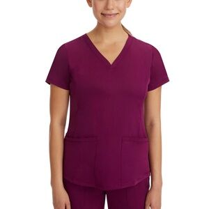 NWT HH Works MonicaV-Neck Scrub Top size Large in Wine